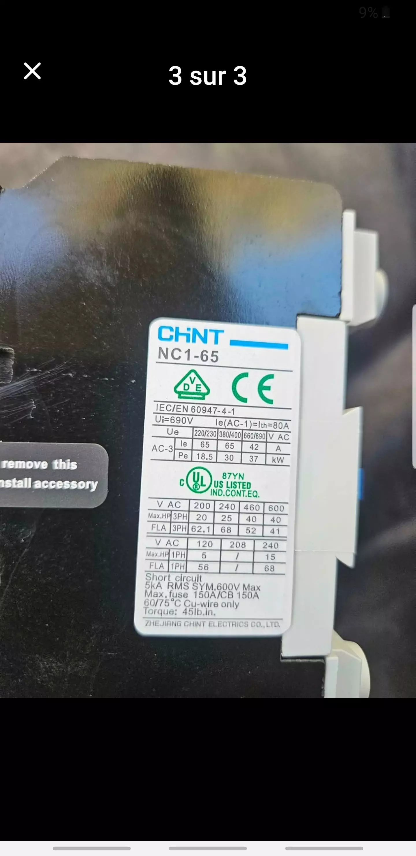 Contacteur chnit D65 380v